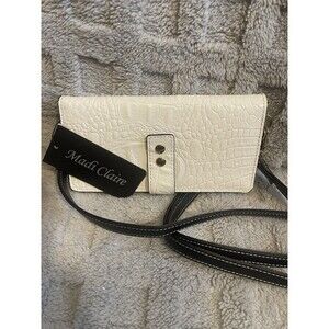 Madi Claire (M.C.) White Wallet Genuine Leather Croc Clutch NWT 4724